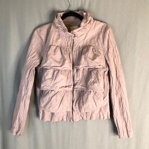 LOFT Dusty Lavender/Lilac Tiered Ruffle Crinkle ZipUp Jacket